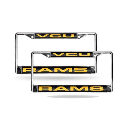 Virginia Commonwealth VCU Rams Chrome Metal Laser License Plate Frame - Set of 2