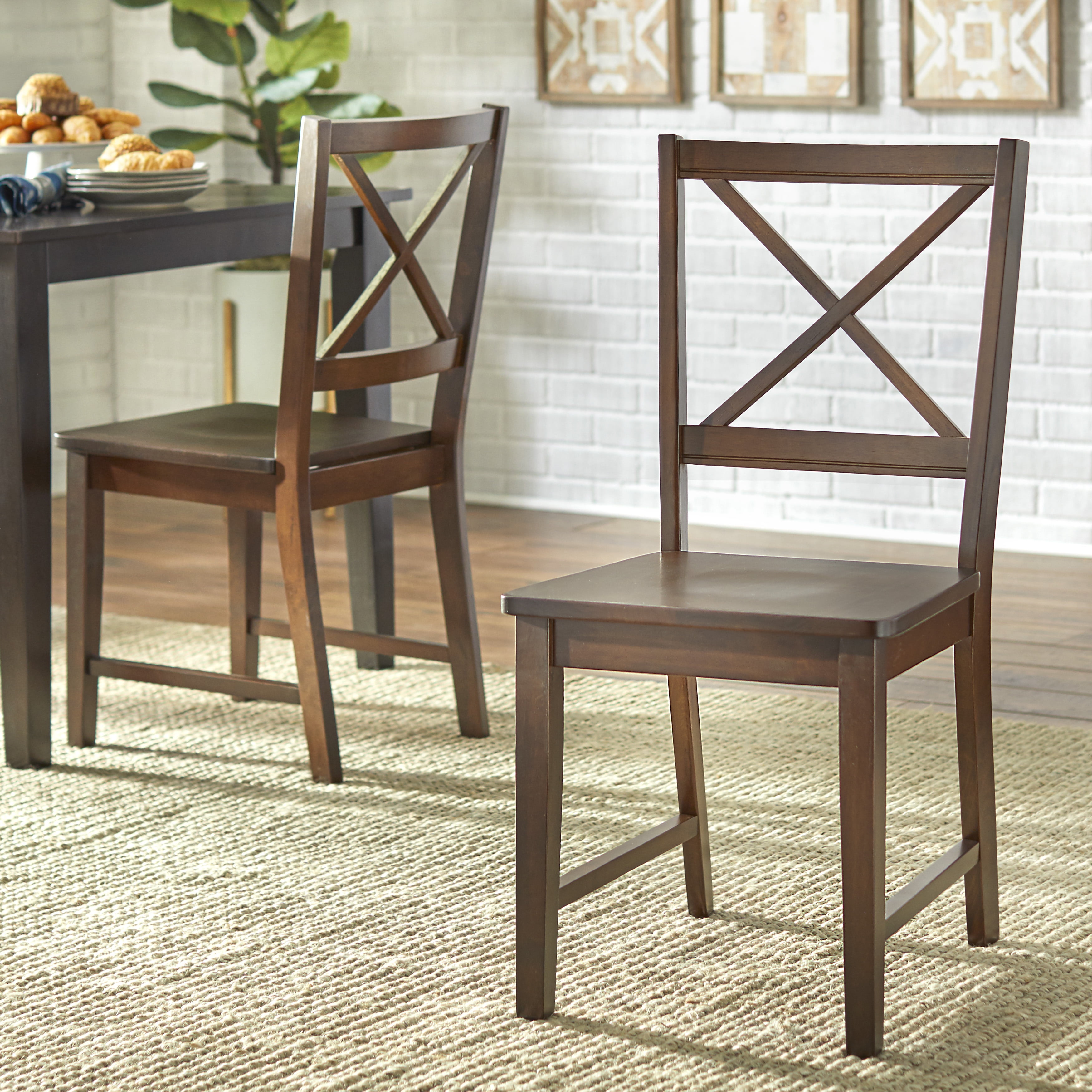 Virginia Cross Back Chair Set of 2 Espresso