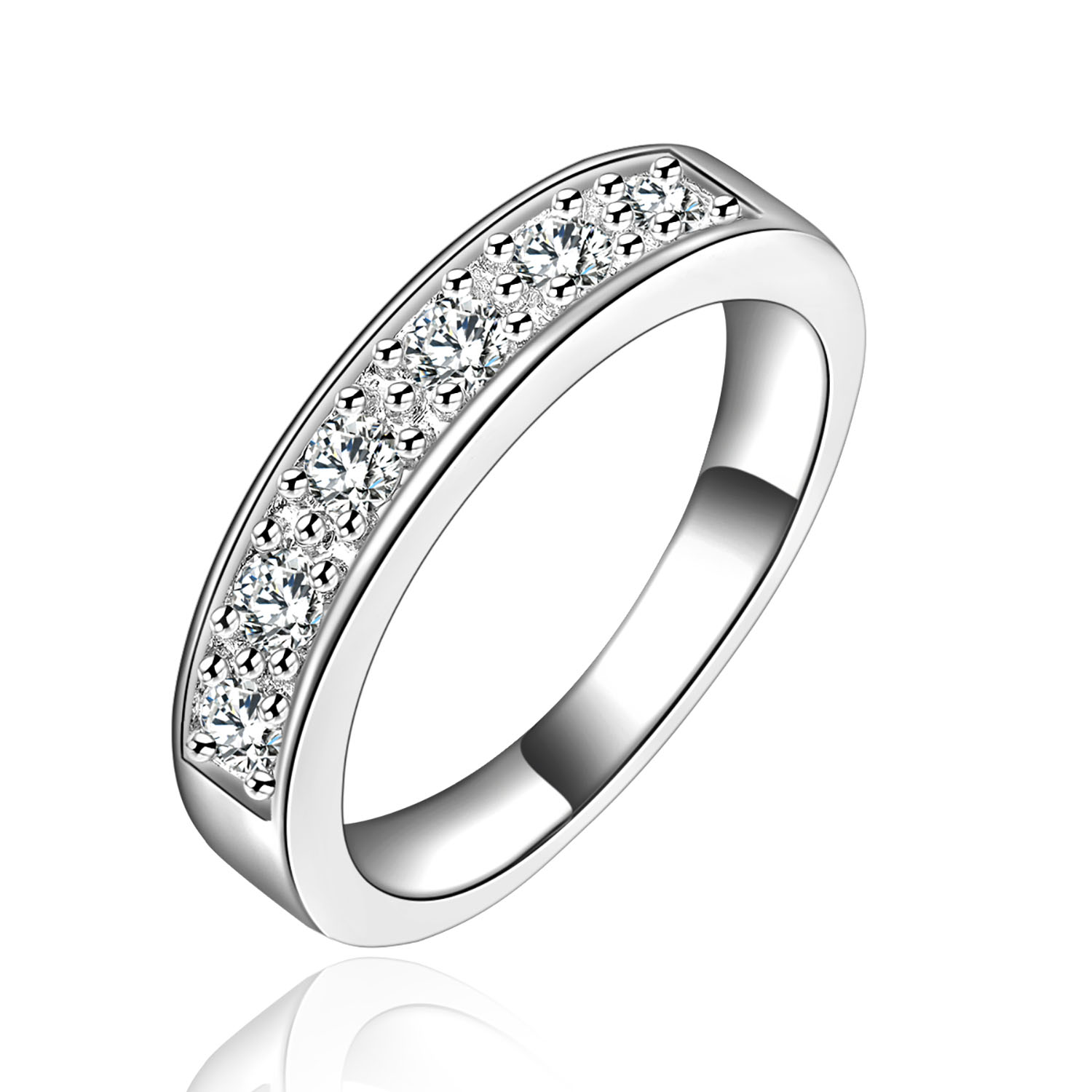 925 Sterling Silver Full Bling Cubic Zirconia Wedding Band Ring – Men's & Women's Sizes