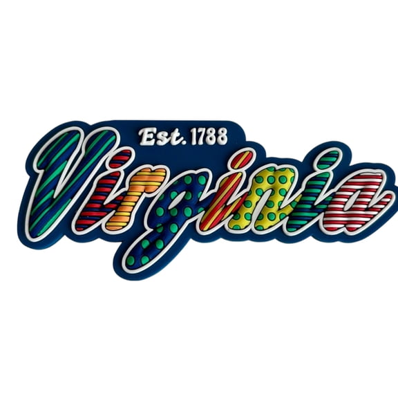 Virginia Festive Multicolor Letters Fridge Designer Magnet 3.25" x 1.25"