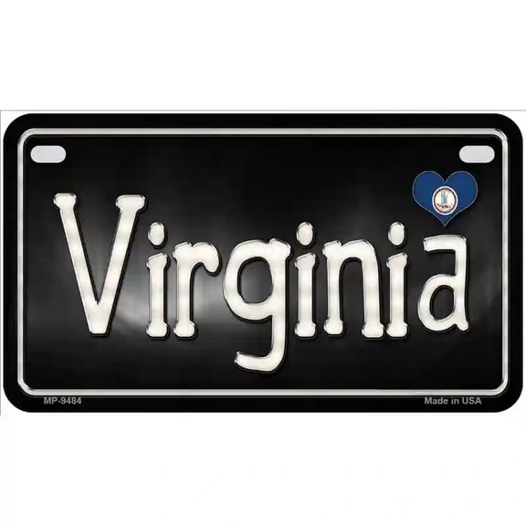 Virginia Flag Script Metal Novelty License Plate 7" x 4" Motorcycle (MP)