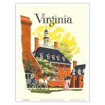 Virginia - Governor's Palace - Vintage Airline Travel Poster by Bern Hill c.1957 - Master Art Print (Unframed) 9in x 12in