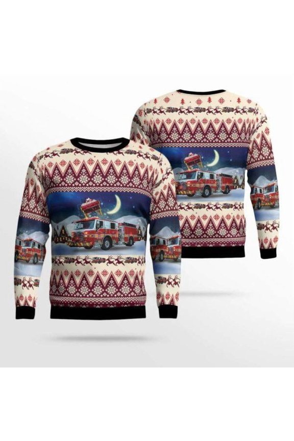 Virginia, Loudoun County Fire and Rescue 3D Christmas Sweater – Christmas Gifts For Firefighters