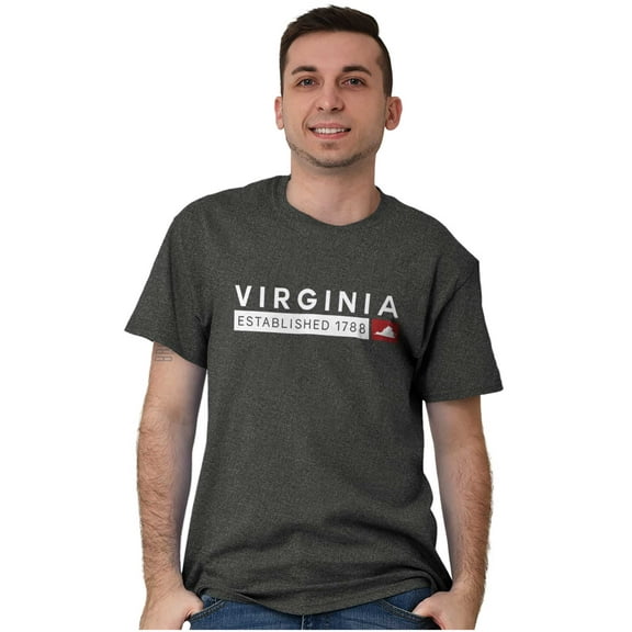 Virginia Map State Shape Established Men's Graphic T Shirt Tees Brisco Brands L