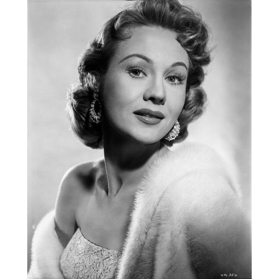 Virginia Mayo Posed in Dress with Fur Coat Photo Print (24 x 30)