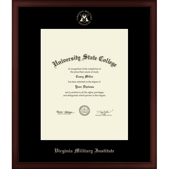 Virginia Military Institute Diploma Frame, Document Size 15.75" x 20"