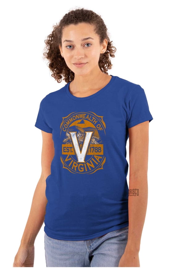 Virginia Mountain Range Cool VA Pride Womens Slim Fit Graphic Tee Brisco Brands X
