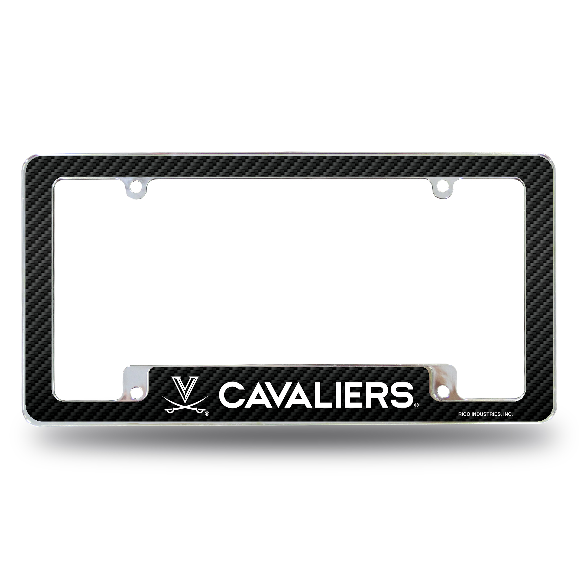 Virginia NCAA Cavaliers Chrome Metal License Plate Frame with Carbon Fiber Design - image 1 of 8