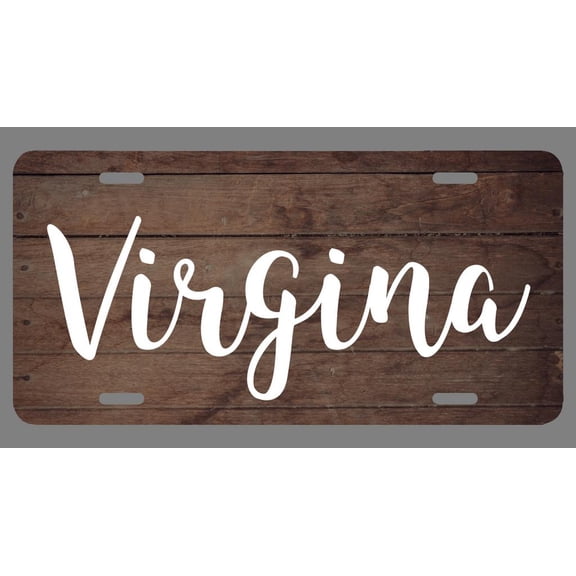 Virginia Name Wood Style License Plate Tag Vanity Novelty Metal | UV Printed Metal | 6-Inches By 12-Inches | Car Truck RV Trailer Wall Shop Man Cave | NP332