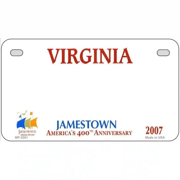 Virginia Novelty State Blank Metal License Plate 7" x 4" Motorcycle (MP)