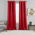 thumbnail image 1 of Virginia Pair (Set Of 2) Blackout Weave Energy-Saving Thermal Curtain Panels Grommet Embossed Fabric Leafy Designs - 74"W X 108" L - Red, 1 of 4