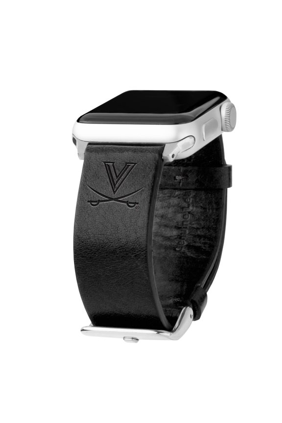 Virginia Premium Leather Unisex Watch Band for Apple Watch - 38/40/41mm(42mm Series 10) Long Black by Affinity Bands