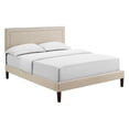 thumbnail image 1 of Virginia Queen Fabric Platform Bed with Squared Tapered Legs Beige, 1 of 11