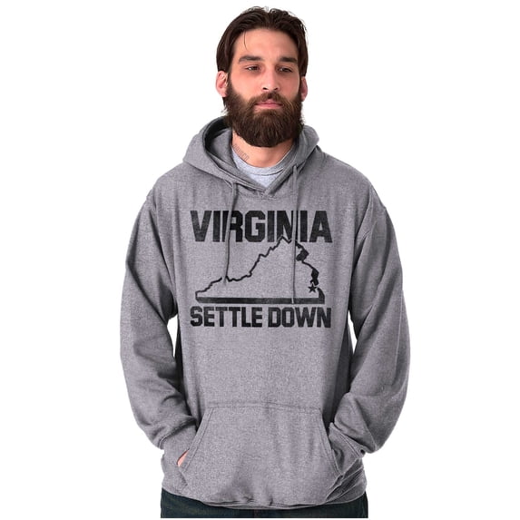 Virginia Settle State Map Shape Funny Unisex Plus Fleece Graphic Hoodie Brisco Brands 2X