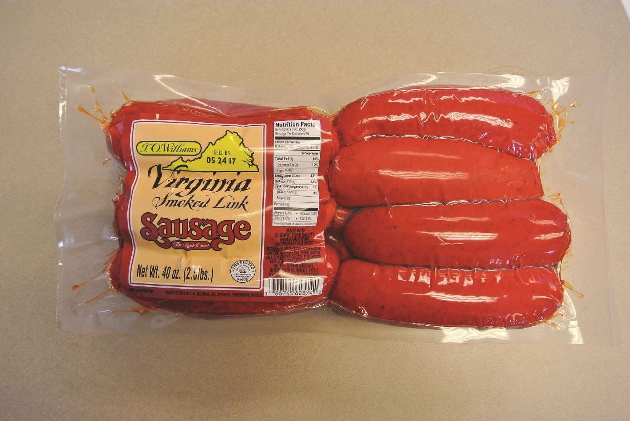 Virginia Smoked Sausage, 40 oz.