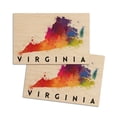 thumbnail image 1 of Virginia, State Abstract Watercolor (4x6 Birch Wood Postcards, 2-Pack Stationary, Rustic Home Wall Decor), 1 of 5