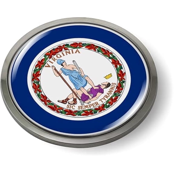 Virginia State Flag 3D Domed Car Emblem Badge Sticker – Plastic Bezel