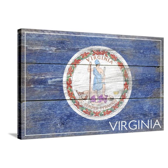 Virginia State Flag Barnwood Painting, Stretched Canvas Wall Art by Lantern Press Sold by ArtCom
