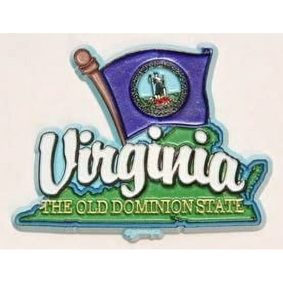 Virginia State Map-Flag Fridge Collectible Souvenir Magnet
