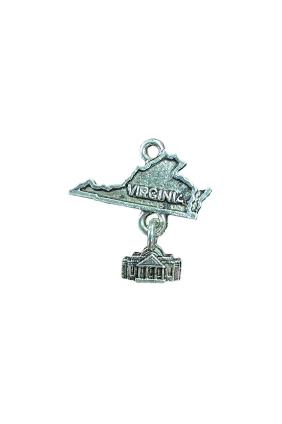 State of Virginia Silver Pewter Charm | Travel Jewelry Accessory | DYI Jewelry Making