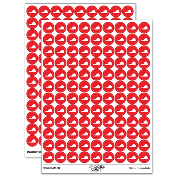 Virginia State Silhouette 200+ Round Stickers - Red - Gloss Finish - 0.50" Size