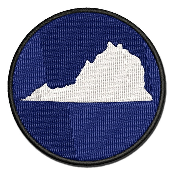 Virginia State Silhouette Applique Multi-Color Embroidered Iron-On Patch - 2.0 Inch Mini