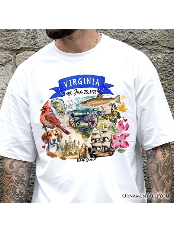 Virginia State Themes Landmarks, History Travel Lovers, Outdoor Adventure T-Shirt