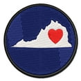 thumbnail image 1 of Virginia State with Heart Applique Multi-Color Embroidered Iron-On Patch - 3.5 Inch Large, 1 of 5