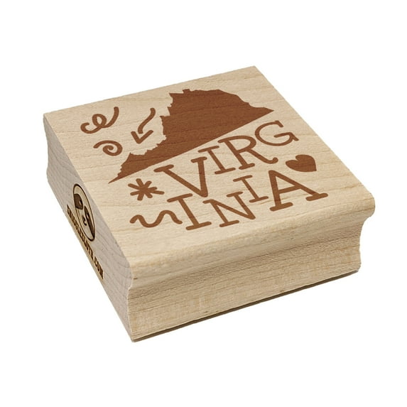 Virginia State with Text Swirls Square Rubber Stamp Stamping Scrapbooking Crafting - Large 2.75in