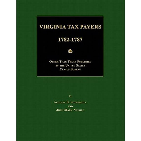 Virginia Tax Payers 1782 - 1787; Other Than Those Published by the United States Census Bureau