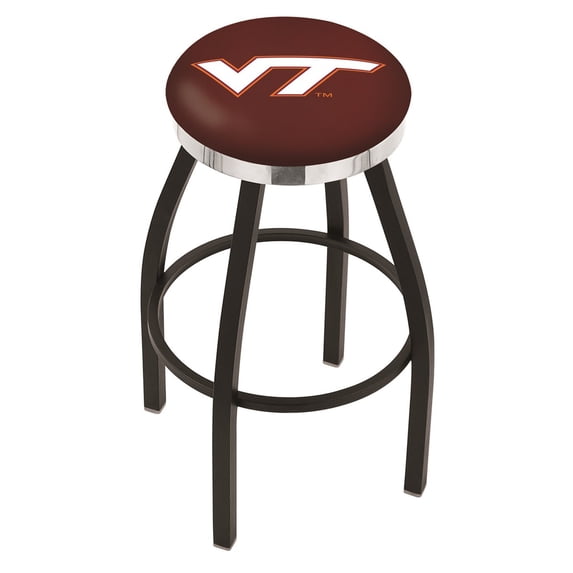 Virginia Tech Hokies 30" Black Wrinkle Swivel Bar Stool with Chrome Accent Ring