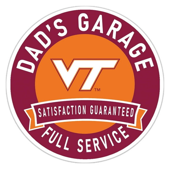 Virginia Tech Hokies 16" Dad's Garage Wood Sign