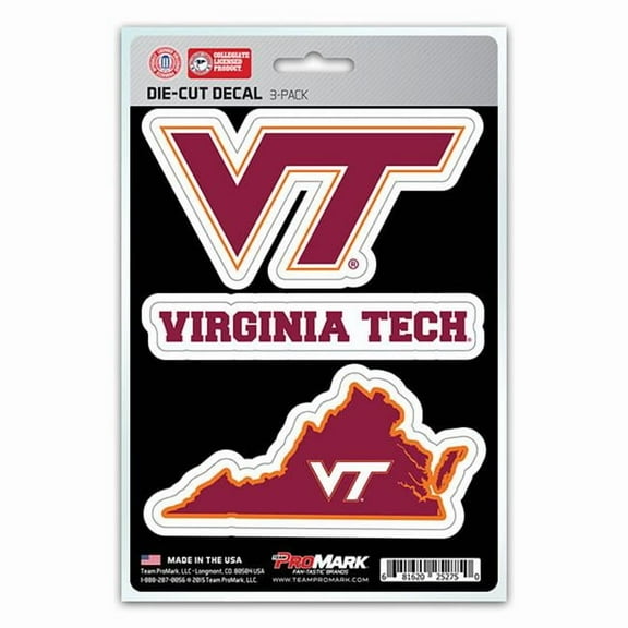 Virginia Tech Hokies 3 Piece Decal Sticker Set