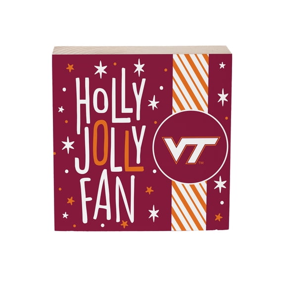 Virginia Tech Hokies 6" Holiday Wood Plock Shelf Sign