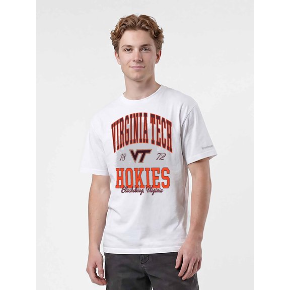 Virginia Tech Hokies Reebok Mens White Heavyweight Mixed Media Crew Neck Short Sleeve T-Shirt