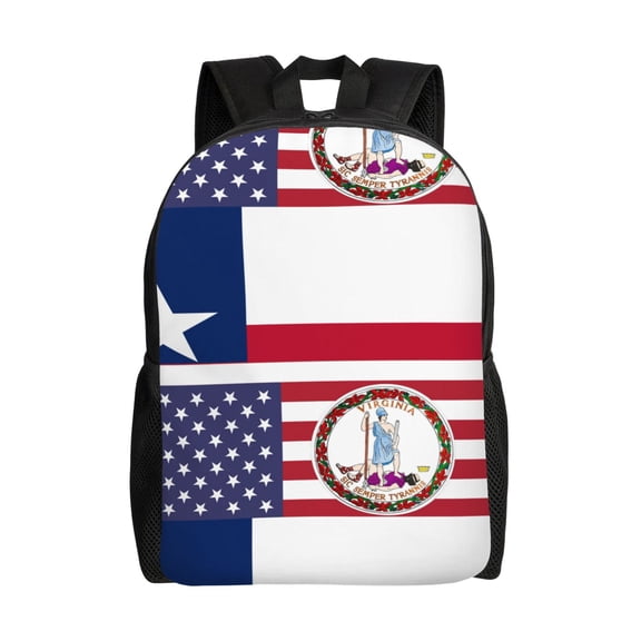 Virginia Texas Flag Backpack Travel Bag For Men Women Lightweight Back Pack With Laptop Compartmen