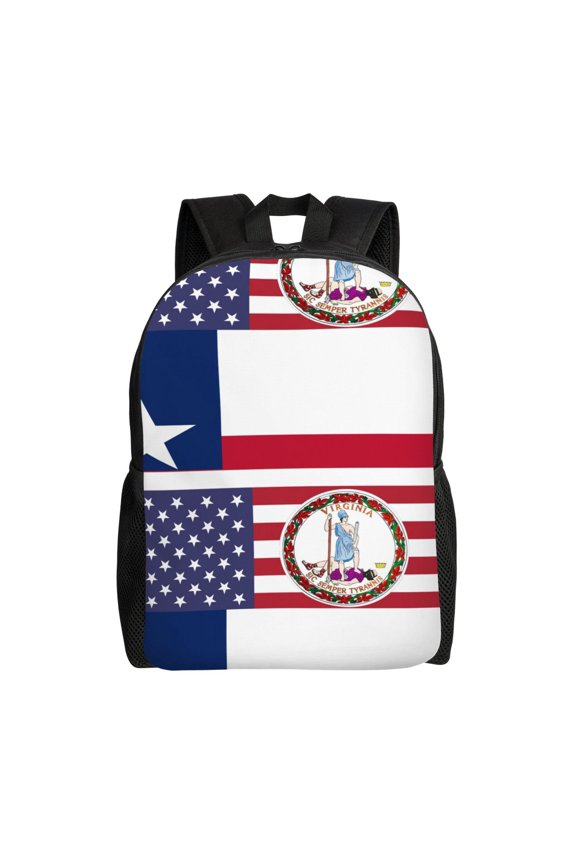 Virginia Texas Flag Backpack Travel Bag For Men Women Lightweight Back Pack With Laptop Compartmen