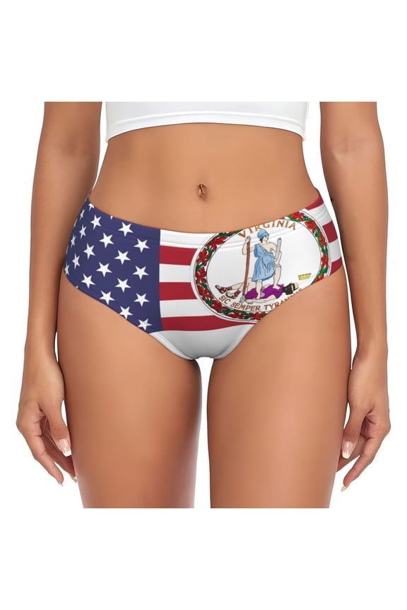Virginia Texas Flag Bikini Panties Stretch Cool 3D printed Underwear for Women Medium