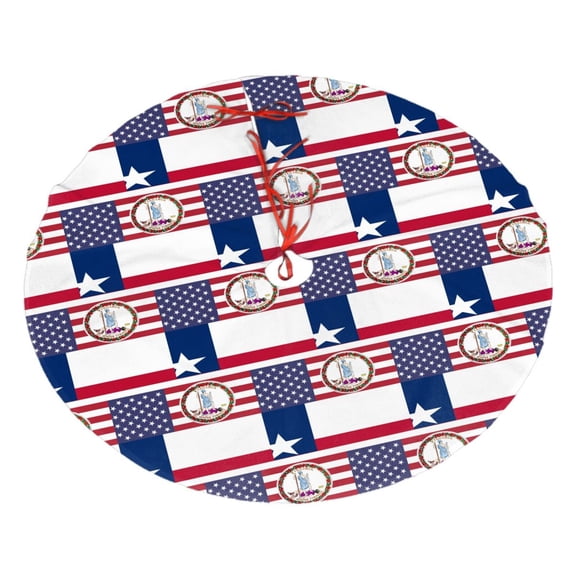 Virginia Texas Flag Christmas Tree Skirt for Xmas Holiday Home Decor Farmhouse Decorations Indoor 30"