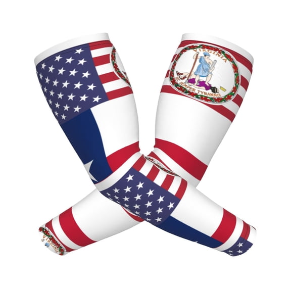 Virginia Texas Flag Sports Compression Arm Sleeves Football Baseball Basketball Cycling Tennis For Men Women