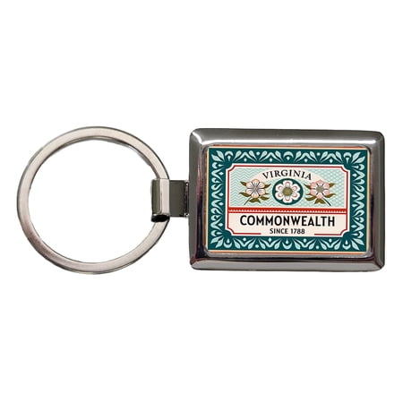 Virginia VA Commonwealth State Travel Vacation Stamp Metal Rectangle Keychain