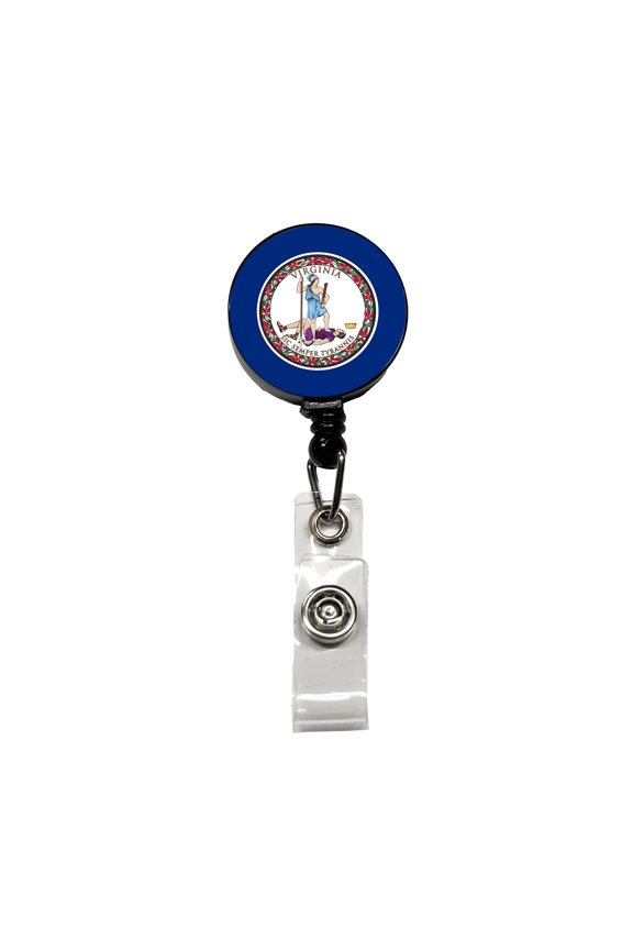 Virginia VA State Flag Retractable Reel ID Badge Key Card Name Tag Holder with Clip