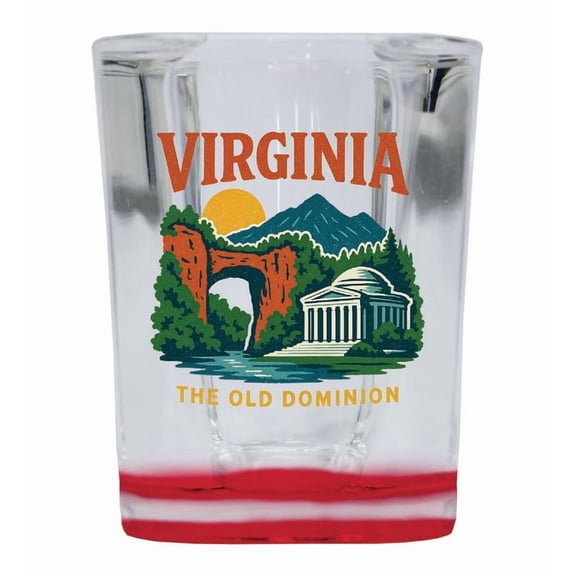 Virginia Vintage Design Souvenir 2 oz Square Shot Glass – Red
