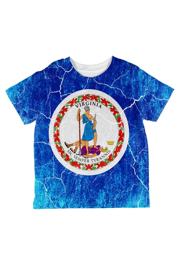 Virginia Vintage Distressed State Flag All Over Toddler T Shirt Multi 4T