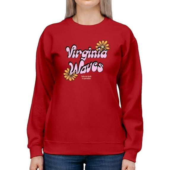 Virginia Waves Hippie Flowers Sweatshirt Women -Image by Shutterstock, Female 3X-Large
