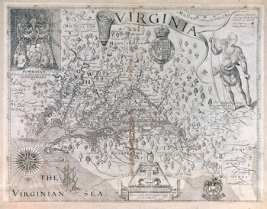 Virginia map Canvas Art - (18 x 24)
