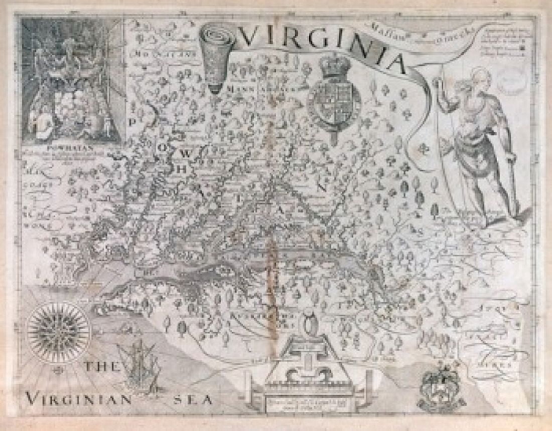 Virginia map Canvas Art -  (24 x 36)