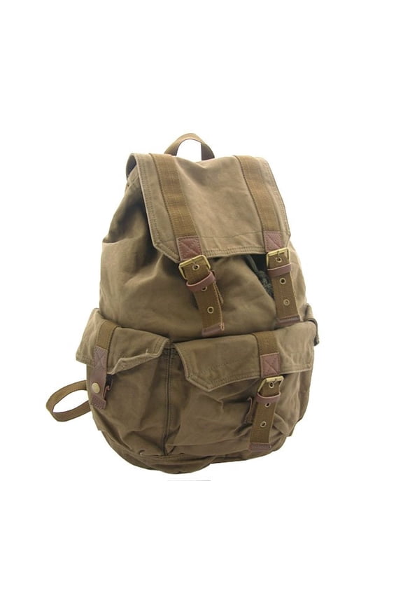 Large Rugged Canvas Backpack - Army Green