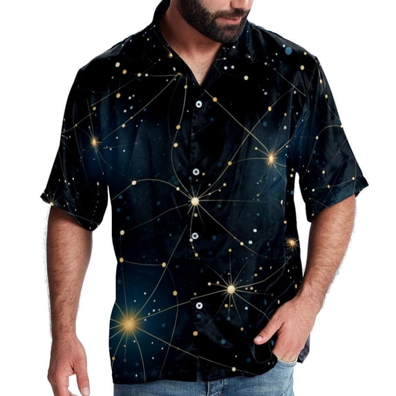 Virgo Constellation Men's Casual Hawaiian Shirt Printed Button Down Short Sleeve Summer Beach Shirts Unisex