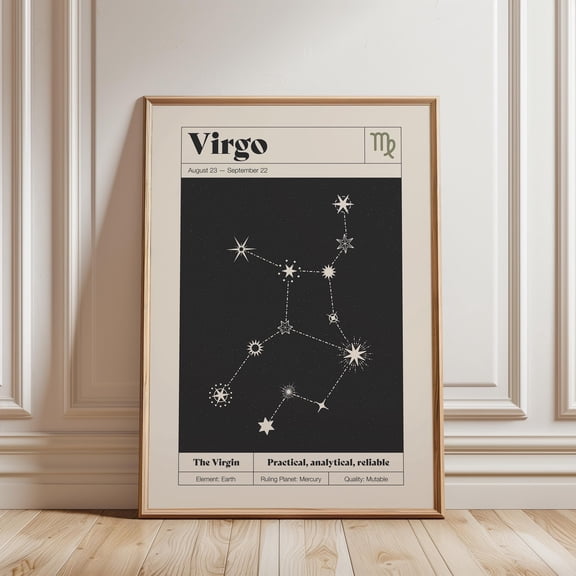 Virgo Constellation Poster Celestial Star Sign Astrology Poster , Poster Print Only